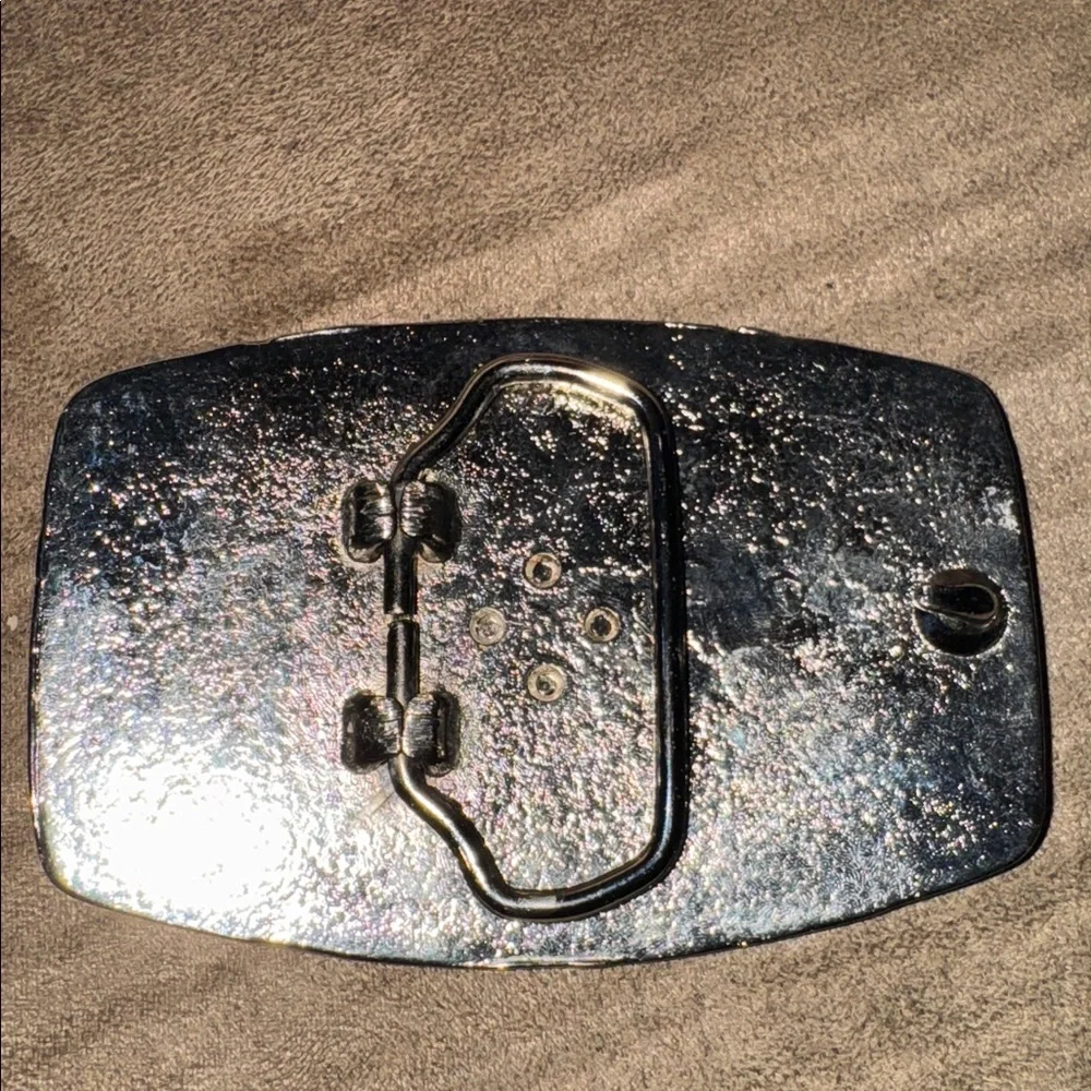 Silver and Green Tone  Safe Worker Belt Buckle